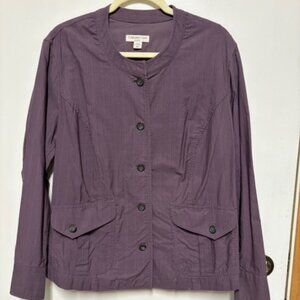 COLDWATER CREEK SHAPED WOMEN PURPLE BUTTON DOWN COTTON JACKET. SZ. W18